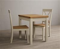 Hadleigh Oak and Cream Painted Extending Dining Table with 2 Oak Hertford Chairs