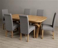 Extending Olympia 180cm Solid Oak Dining Table With 10 Brown Scroll Back Chairs