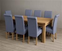 Extending Buxton 180cm Solid Oak Dining Table With 10 Brown Scroll Back Chairs