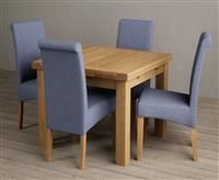 Extending Buxton 90cm Solid Oak Dining Table With 4 Brown Scroll Back Chairs
