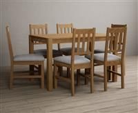 York 120cm Solid Oak Dining Table with 4 Light Grey York Chairs