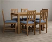 York 120cm Solid Oak Dining Table with 4 Light Grey York Chairs