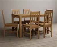 York 120cm Solid Oak Dining Table with 4 Light Grey York Chairs