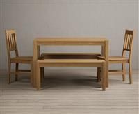 York 120cm Solid Oak Dining Table with 2 Oak York Chairs with 1 Oak Bench