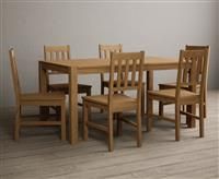York 150cm Solid Oak Dining Table With 6 Light Grey York Chairs