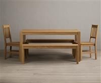 York 150cm Solid Oak Dining Table with 2 Oak York Chairs with 1 Oak Bench
