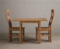 Extending York 70cm Solid Oak Dining Table With 2 Oak Flow Back Chairs