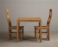 York 80cm Solid Oak Dining Table With 2 Oak Flow Back Chairs
