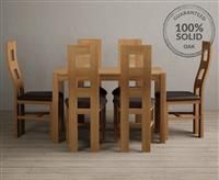 York 120cm Solid Oak Dining Table With 4 Brown Flow Back Chairs