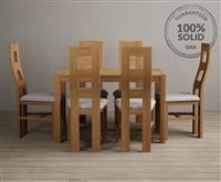 York 120cm Solid Oak Dining Table With 4 Light Grey Flow Back Chairs