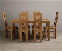 York 150cm Solid Oak Dining Table With 6 Oak Flow Back Chairs