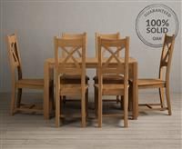 York 120cm Solid Oak Dining Table With 4 Oak X Back Chairs