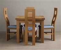 Extending Hampshire 90cm Solid Oak Dining Table With 4 Charcoal Grey Flow Back Chairs