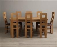 Extending Buxton 180cm Solid Oak Dining Table With 10 Charcoal Grey Flow Back Chairs