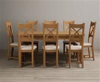 Extending Hampshire 180cm Solid Oak Dining Table With 10 Charcoal Grey X Back Chairs