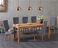 Verona 150cm Oak Dining Table with 6 Grey Maya Chairs