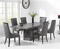 Crema 160cm Grey Marble Dining Table with 4 Grey Francesca Chairs