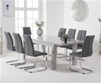 Extending Seattle 160cm Light Grey High Gloss Dining Table with 4 Grey Gianni Chairs