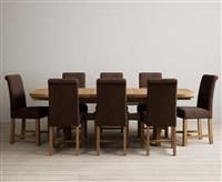 Extending Olympia 180cm Solid Oak Dining Table with 6 Brown Chairs