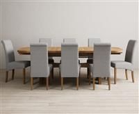 Extending Olympia 180cm Solid Oak Dining Table with 6 Grey Chairs