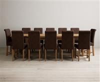 Extending Buxton 180cm Solid Oak Dining Table with 6 Brown Chairs