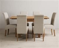 Extending Buxton 90cm Solid Oak Dining Table with 4 Natural Chairs