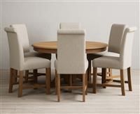 Hertford 120cm Fixed Top Solid Oak Dining Table with 4 Natural Chairs
