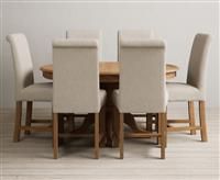 Extending Hertford 100cm - 130cm Solid Oak Pedestal Dining Table with 4 Natural Chairs
