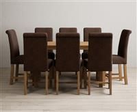 York 120cm Solid Oak Dining Table with 4 Brown Chairs