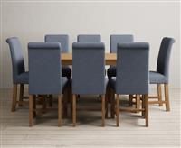 York 150cm Solid Oak Dining Table with 6 Blue Chairs