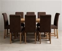 York 150cm Solid Oak Dining Table with 6 Brown Chairs