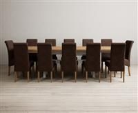 Extending Olympia 180cm Oak and Signal White Painted Dining Table with 6 Brown Chairs