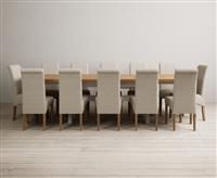 Extending Olympia 180cm Oak and Soft White Painted Dining Table with 6 Natural Chairs