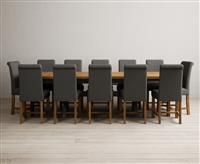 Extending Olympia 180cm Oak and Charcoal Grey Painted Dining Table with 6 Charcoal Grey Chairs