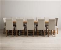 Extending Olympia 180cm Oak and Soft White Painted Dining Table with 6 Natural Chairs