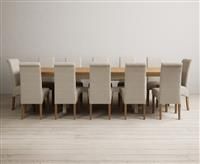 Extending Olympia 180cm Oak and Cream Painted Dining Table with 6 Natural Chairs