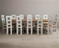 Extending Olympia 180cm Oak and Signal White Painted Dining Table with 6 Oak Painted Chairs