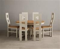 Extending Hertford 100cm - 130cm Oak and Cream Painted Pedestal Dining Table with 4 Oak Painted Chairs