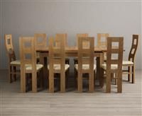 Extending Buxton 140cm Solid Oak Dining Table with 6 Cream Natural Solid Oak Chairs