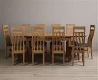 Extending Buxton 140cm Solid Oak Dining Table with 6 Brown Chairs