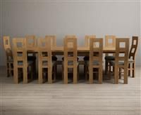 Extending Olympia 180cm Solid Oak Dining Table with 6 Grey Natural Solid Oak Chairs