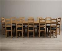 Extending Olympia 180cm Solid Oak Dining Table with 6 Black Alton Chairs