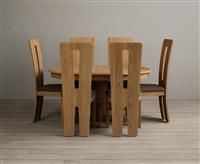 Extending Hertford 100cm - 130cm Solid Oak Pedestal Dining Table with 4 Brown Lucca Chairs