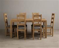 York 150cm Solid Oak Dining Table with 6 Grey Alton Chairs