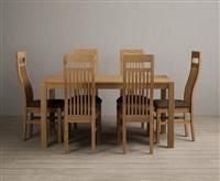 York 150cm Solid Oak Dining Table with 6 Brown Chairs