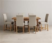 Extending Buckley 160cm Solid Oak Dining Table with 6 Natural Scroll Back Chairs