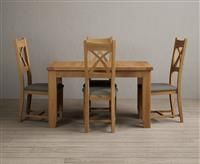 Extending Yateley 130cm Solid Oak Dining Table with 6 Grey Natural Solid Oak Chairs