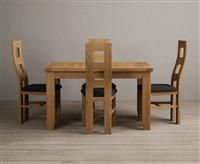 Extending Yateley 130cm Solid Oak Dining Table with 6 Black Natural Solid Oak Chairs