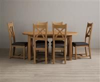 Extending Caversham Oak Oval Dining Table with 8 Light Grey Natural Solid Oak Chairs