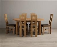 Extending Caversham Oak Oval Dining Table with 10 Cream Natural Solid Oak Chairs